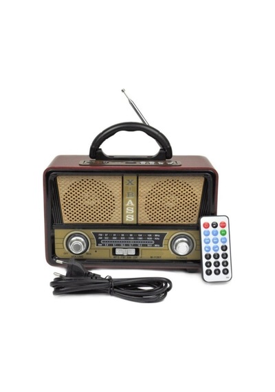 Şarjlı Nostaljik Retro Radyo Sd Kart Usb Bluetooth Fm Radyolu Taşınabilir Kablosuz Hoparlör M-112bt