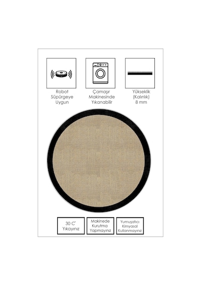 West Home Dijital Baskı Yıkanabilir Kaymaz Taban Halı Yuvarlak Halı Mutfak Halısı Wh 455 Black Yuvarlak