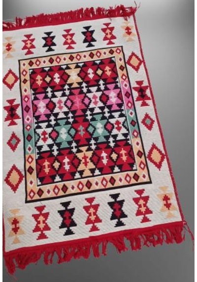 Kilim Antik 80-125 Otantik Motifler Model Naturel Boya Çift Taraflı El Yapımı Kırmızı