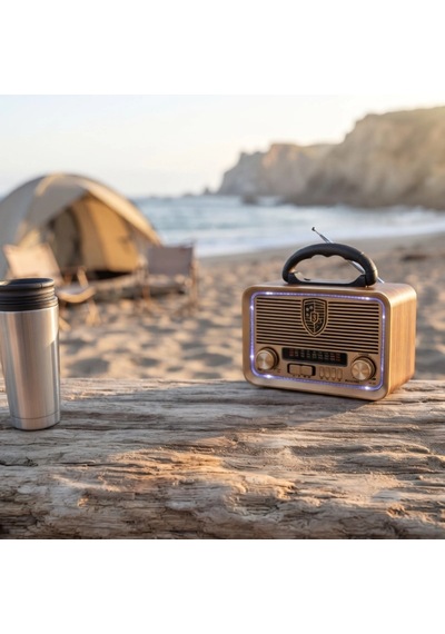Solar Panelli Led Fenerli Fm Radyo - Nostaljik Tasarım - Şarjlı - Bluetooth Özellikli Rekli