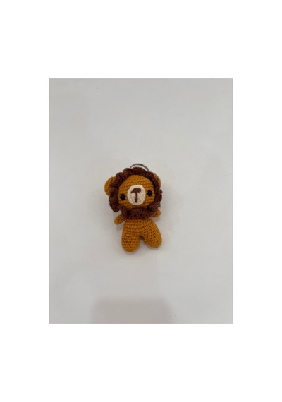El Örgüsü Amigurumi Aslan Anahtarlık Sevimli Örgü Oyuncak Çanta Süsü Hediyelik Hardal Hardal