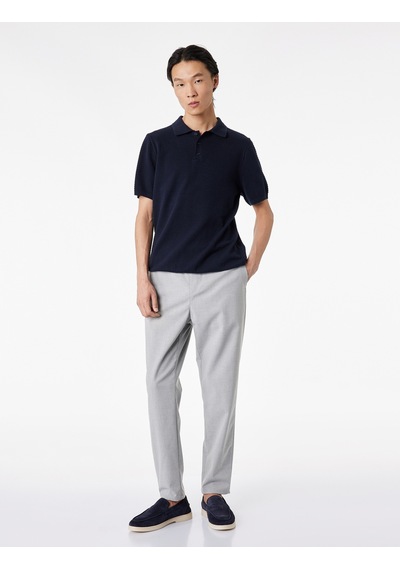 Koton Regular Fit Pamuklu Polo Yaka Kısa Kollu Triko Tişört Lacivert 6sam70039ht