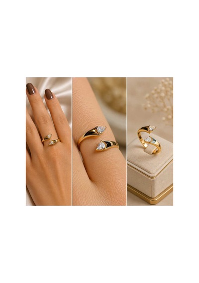 İkiz Işıltılı Simetrik Ayarlanabilir Xupıng Çelik Gold Yüzük - Genel Markalar - Çok Renkli - Stk Dln00003 İkiz Işıltılı Simetrik Ayarlanabilir Xupıng Çelik Gold Yüzük - Genel Markalar - Çok Renkli - Stk Dln00003