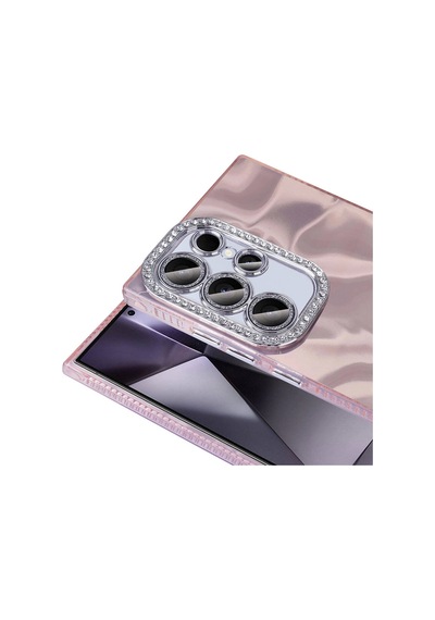 Galaxy Uyumlu S24 Ultra Kılıf Airbagli Parlak Taş Detay Tasarımlı Redclick Esila Kapak - Pembe