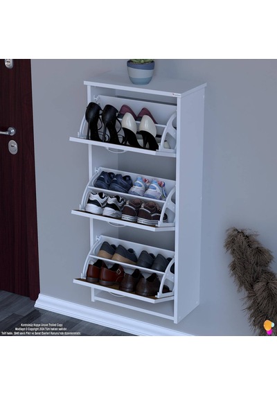 Modilayn West Asma Antre 52 X116x 26 Cm Lik 3 Düşer Kapak 6 Göz Bölmeli Ayakkabılık Ceviz - Beyaz Modilayn West Asma Antre 52 X116x 26 Cm Lik 3 Düşer Kapak 6 Göz Bölmeli Ayakkabılık Ceviz - Beyaz