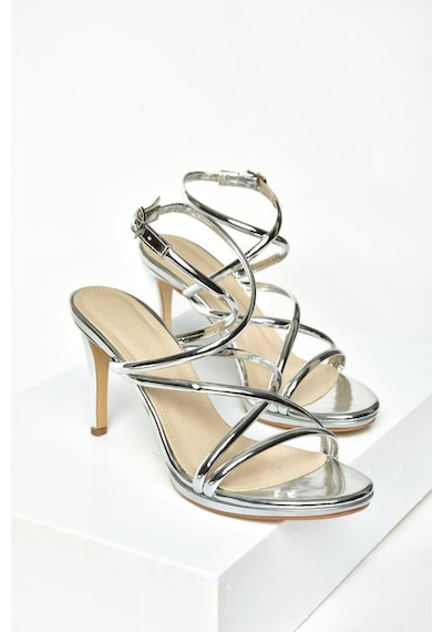 Fox Shoes S569716534 Gümüş Ayna İnce Topuklu Kadın Abiye Ayakkabı Gümüş