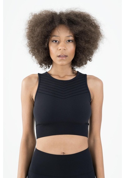 Maraton Active Slimfit Kadın Kapalı Yaka Kolsuz Koşu Siyah Bra 813094-siyah Siyah