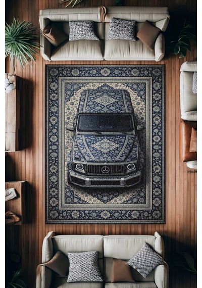 Mercedes G63 Araba Desenli Halı Dijital Baskı Yıkanabilir Kaymaz Taban Leke Tutmaz Çok Renkli3