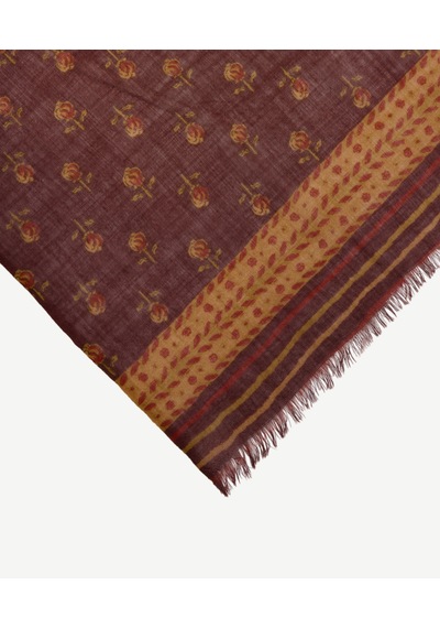 Yargıcı Çiçek Desenli Yün Şal 26kksl1003x 016 Bordo