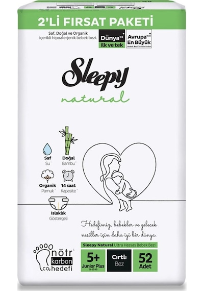 Sleepy Bebek Bezi Naturel 13-20 Kg Junior Plus 104 Adet 5+ Numara