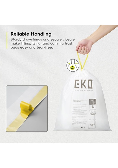 Easy Dispense Roll 80 Adet Ekstra Güçlü İpli Küçük Çöp Torbası, 1,6 Galon Çöp Torbası 3-6 L 1 Paket Beyaz, Kod A