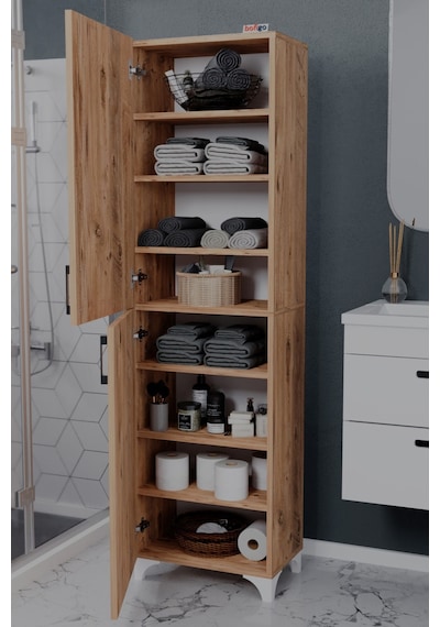 Çok Amaçlı Tuna Erzak Dolabı Banyo Kiler Dolabı Mutfak Dolabı Çam