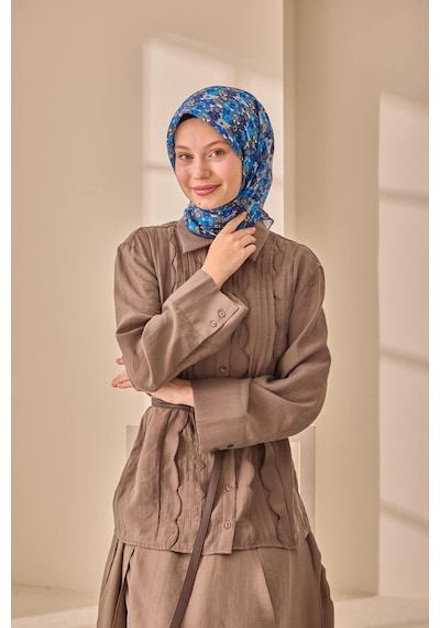 Silk Home Soft Eşarp 73092-06 Lacivert, Mavi, Füme, Gümüş, Beyaz