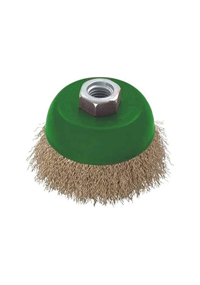 T 27710/125 Saçaklı Çanakfırça, Yeşil/gri/prinç, 125 Mm