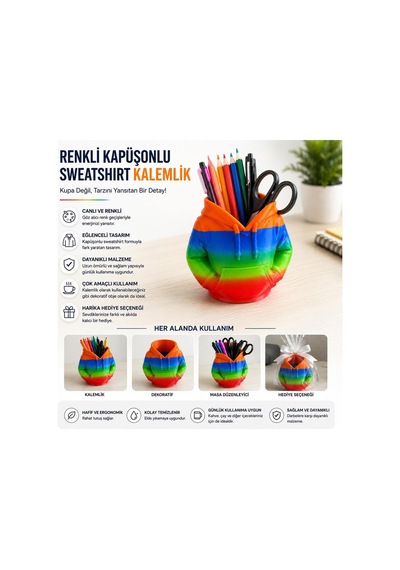 Renkli Masa Üsti Kalemlik Çok Renkli - 932357327 Çok Renkli