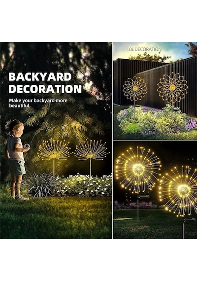 Solar Güneş Enerjili Bahçe Karahindiba 2 Adet 120 Led Aydınlatma Çok Renkli