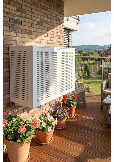 Klima Motoru/dış Ünite Gizleme/koruma Kafesi Xl 120x62x150 H Square Beyaz