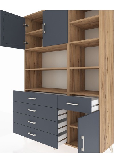 Hyperion Dolap 9 Raflı 5 Çekmeceli 3 Kapaklı 132x44x195 Çam-antrasit/antrasit Antrasıt/antrasıt Hyperion Dolap 9 Raflı 5 Çekmeceli 3 Kapaklı 132x44x195 Çam-antrasit/antrasit Antrasıt/antrasıt