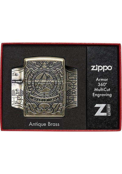 Zippo Armor Occult Necronomicon Dizayn Çakmak Sarı