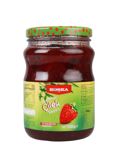 Koska Çilek Reçeli 1,5 Kg - Lezzetli Kahvaltılık 2'li Ekonomik Paket - 2 Adet Tarı