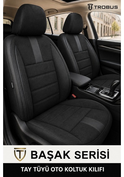 Opel Zafira 5 7 Kişi Oto Koltuk Kılıfı 2003-2011 Siyah Başak Serisi Tay Tüyü Tam Set Siyah