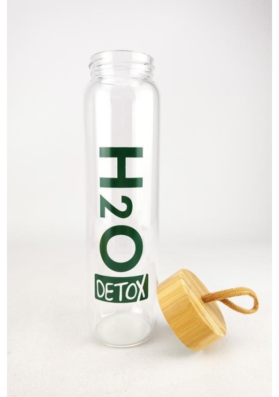 Digithome H2O Bambu Kapaklı Cam Matara 1 L - H2O75994 C1-1-18