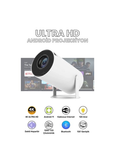 Hy300 Mini Projeksiyon 4k Destekli - Android Wifi Bluetooth