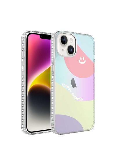 Apple Uyumlu  iPhone 13 Kilif Airbag Kenarli Renkli Desenli Silikon Zore 560168069