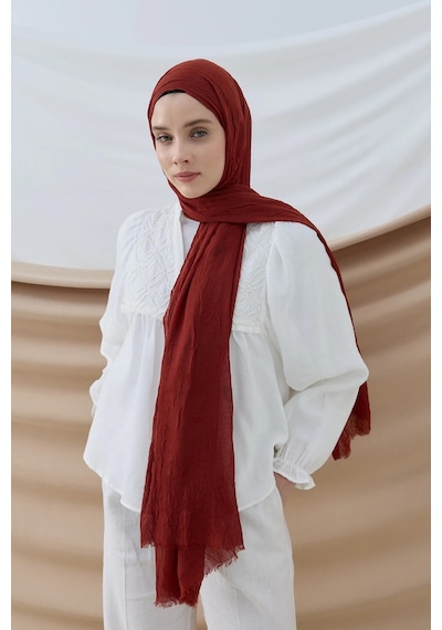 Deserto Fashion Bambu Şal Düz Renk-3550 Kızıl Kahve