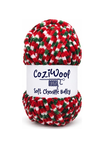 Kadife İp Soft Chenille Bulky Christmas 5'li Paket 5x100 Gr 120 Mt El Örgü İpi Çok Renkli - 875823131