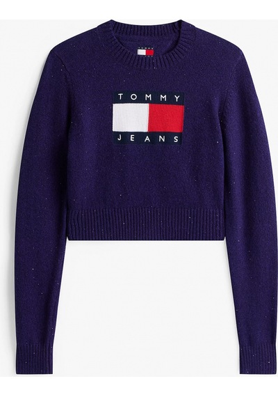 Tommy Hilfiger Tjw Işıltılı Bayrak Desenli Kadın Mor Kazak Dw0dw21690vly Mor