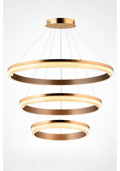 Modern Premium Led Sarkıt Avize Gold Kasa Halka Tasarım Salon Yemek Odası Avizesi 172w 3 Renk Beyaz