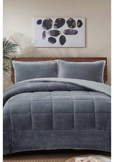 Pumi Çift Kişilik Yorgan Takımı 220x240 Cm Antrasit Antrasit
