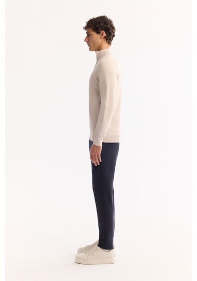 Avva Erkek Bej Dik Yaka Fermuarlı Rayon Tüylenmeyen Triko Regular Fit Kazak A52y5021