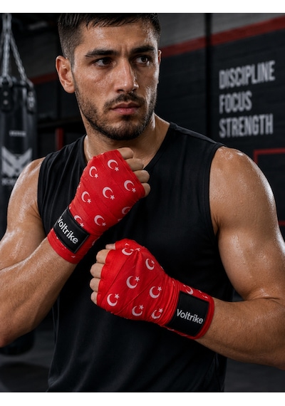 Voltrike Türk Bayraklı Kırmızı Boks-kickbox-muay Thai-sanda El Bandajı Çok renkli