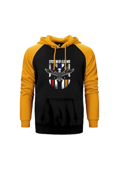 System Of A Down Eagle Colors Sarı Renk Reglan Kol Kapşonlu Sweatshirt Sarı