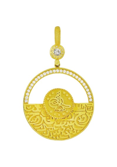 Osmanlı Tuğralı Çerçeveli Altın Kolye Ucu T045461