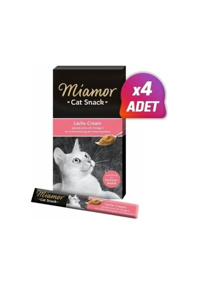 4 Adet - Miamor Cream Somonlu Kedi Ödülü 6x15 Gr