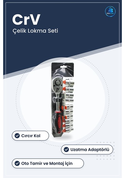 Lokma Takımı Cırcır Kollu Crv Çelik Uzatma Adaptörlü Oto Tamir Mo