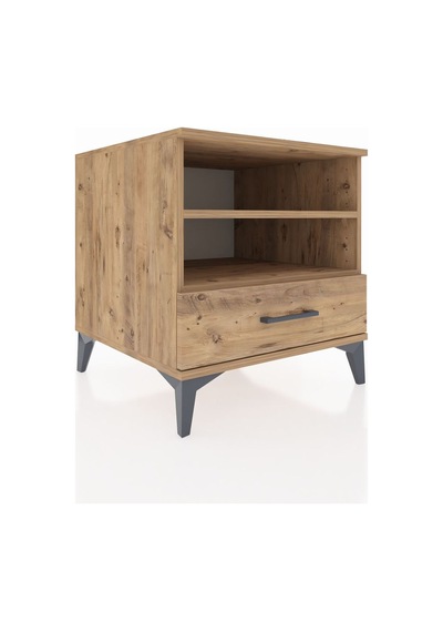 Kronos Komodin 2 Raflı Tek Çekmeceli 60x59x64 Çam-çam Çam