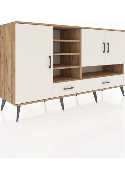Hyperion Konsol 8 Raflı 2 Çekmeceli 3 Kapaklı 176x44x99 Çam-aytaş Çam-aytaşı