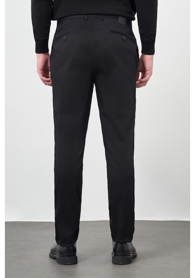 İmza Siyah Düz Armürlü Pamuklu Yan Cep Comfort Fit Casual Pantolon 1003245164 Siyah