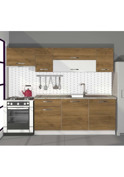 Decoraktiv Ekol 240 Mdf Hazır Mutfak Dolabı - Tezgah Dahil - Naturel Pera Meşe