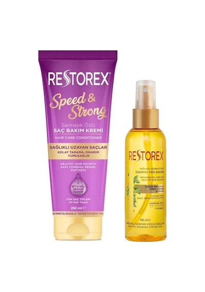 Restorex Speed & Strong Saç Bakım Kremi 250 ML + Onarıcı Saç Bakım Yağı 100 ML