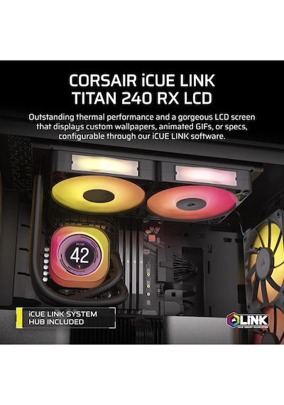 İcue Lınk Tıtan 240 Rx Rgb Lcd Aıo 240mm İşlemci Soğutucusu Cw-9061022-ww Diğer