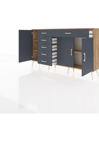 Arges Konsol 3 Raflı 6 Çekmeceli 3 Kapaklı 176x30x99 Çam-antrasit Antrasıt - Atlas Çam Arges Konsol 3 Raflı 6 Çekmeceli 3 Kapaklı 176x30x99 Çam-antrasit Antrasıt - Atlas Çam