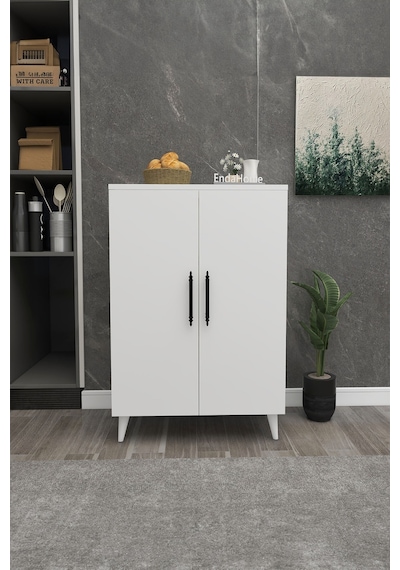 Pegasus 3 Raflı 2 Kapaklı Çok Amaçlı Dolap Mutfak Banyo Balkon Erzak Killer Dolabı - Beyaz
