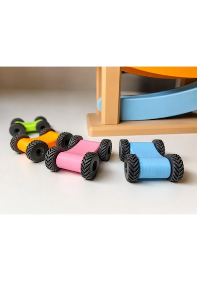 3d Baskı Kaydıraklı Araba Pisti - 4 Katlı Mini Araba Yarış Rampası, Bebek Ve Çocuk Oyuncağı Seti 4 Araba Dahil