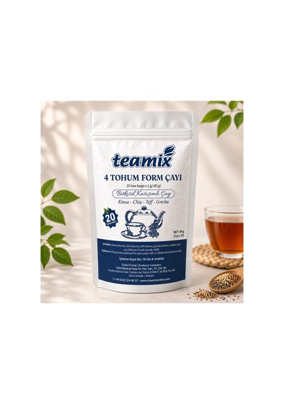 4 Tohum Form Çayı Kinoa Chia Teff Grecka Bitkisel Karışımlı Çay 20 Süzen Doypack Ambalaj