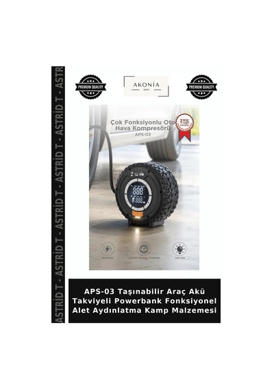 Aps-03 Taşınabilir Araç Akü Takviyeli Powerbank Fonksiyonel Alet Aydınlatma Kamp Malzemesi